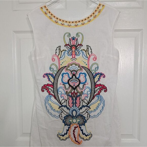 Flying Tomato Embroidered Dress Womens Size Large White Boho Sleeveless Shift - Picture 2 of 11